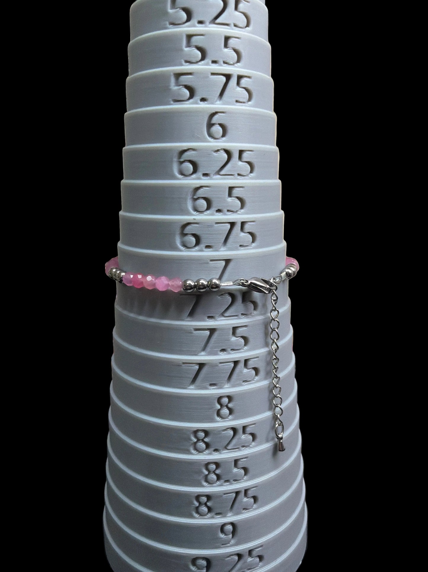 Faceted Pink Tourmaline & Stainless Pearl Bracelet