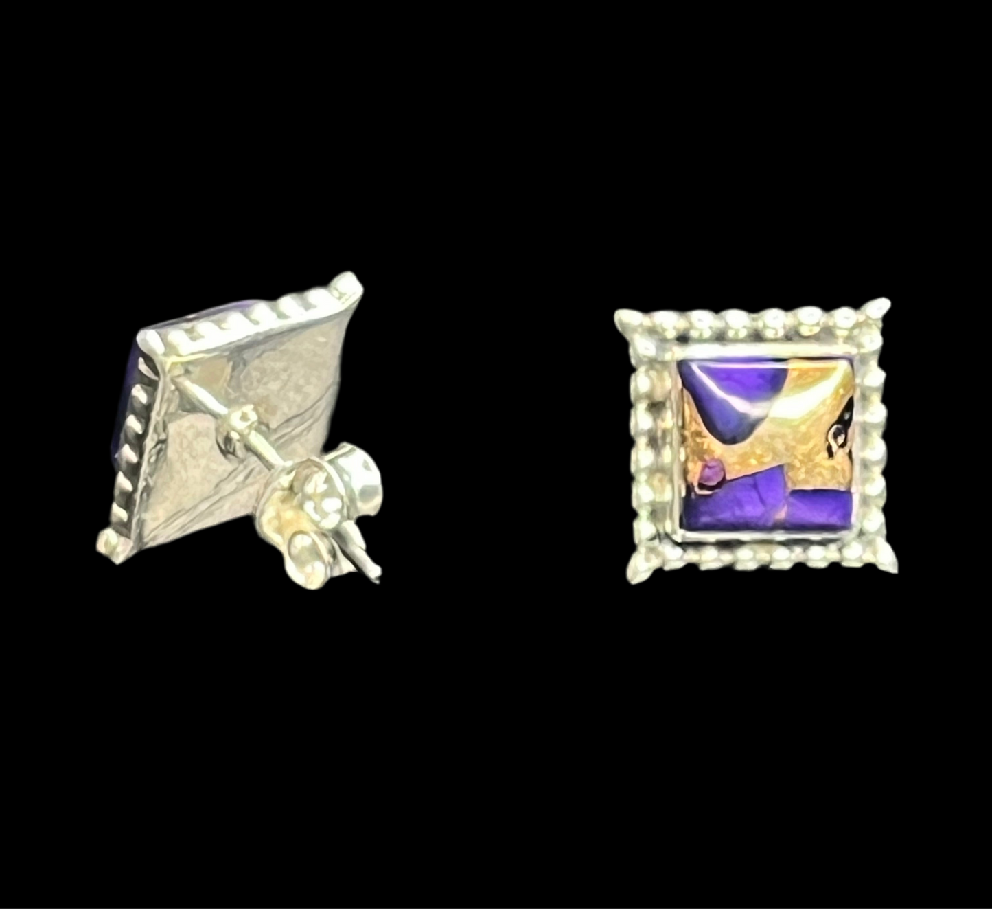 Purple Mojave Sterling Silver Stud Earrings