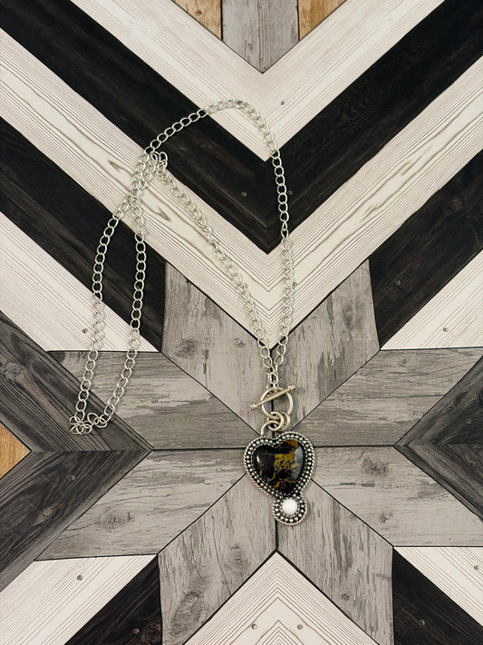 Blackjack Turquoise & White Buffalo Toggle Necklace