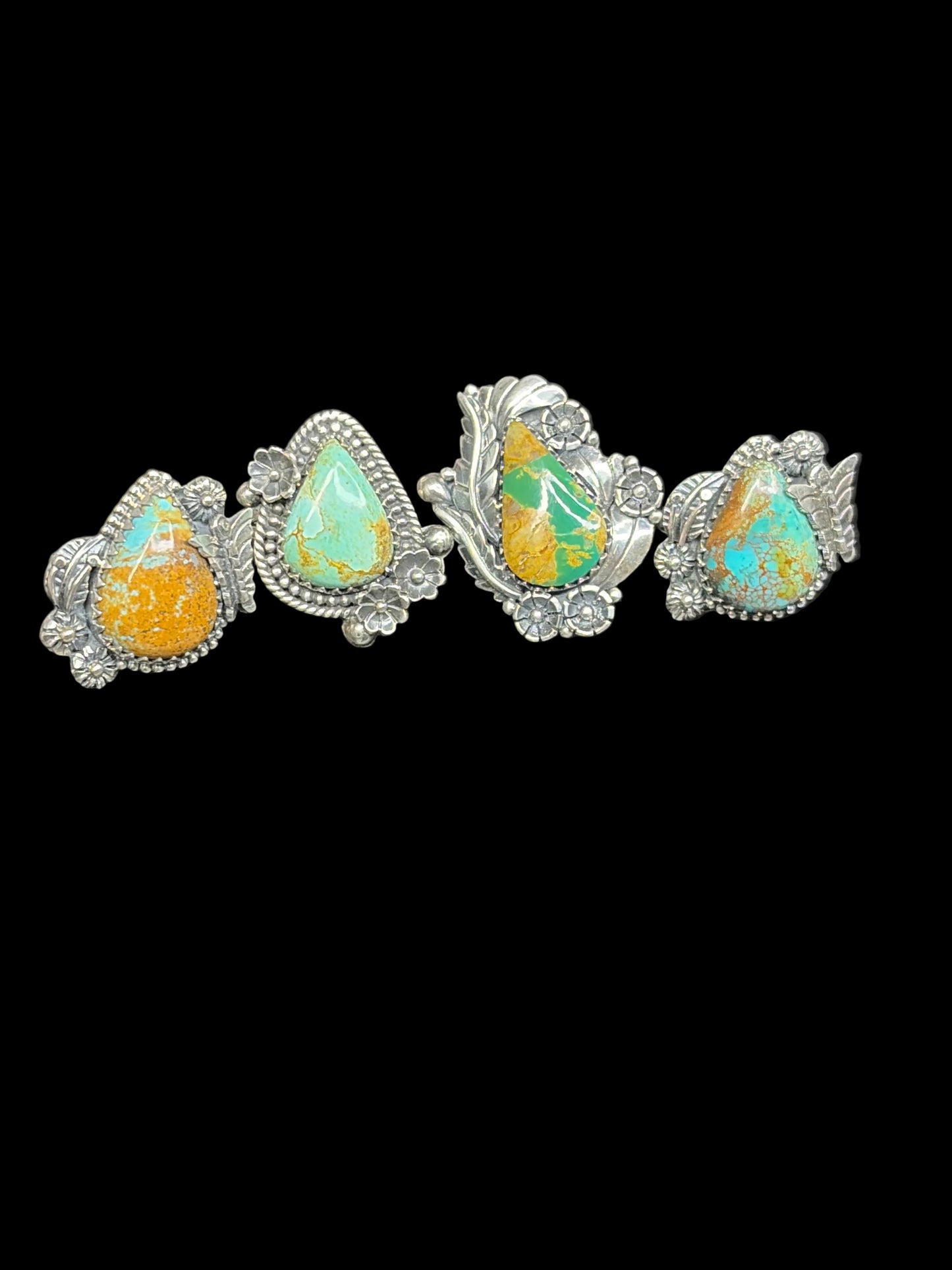 Handcrafted Turquoise Teardrop Rings