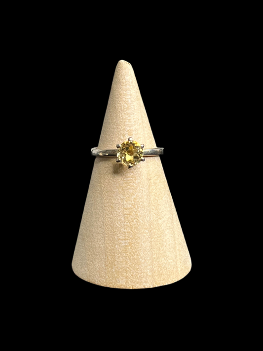 Citrine Solitaire Sterling Silver Ring - size 5