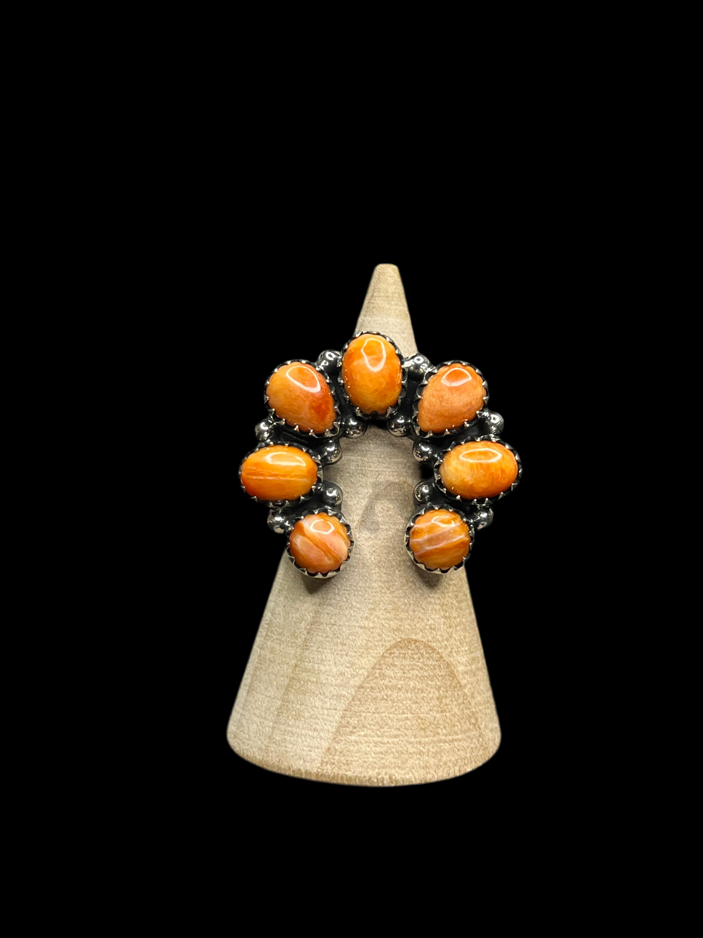 Orange Spiny Sterling Silver Rings - size 6