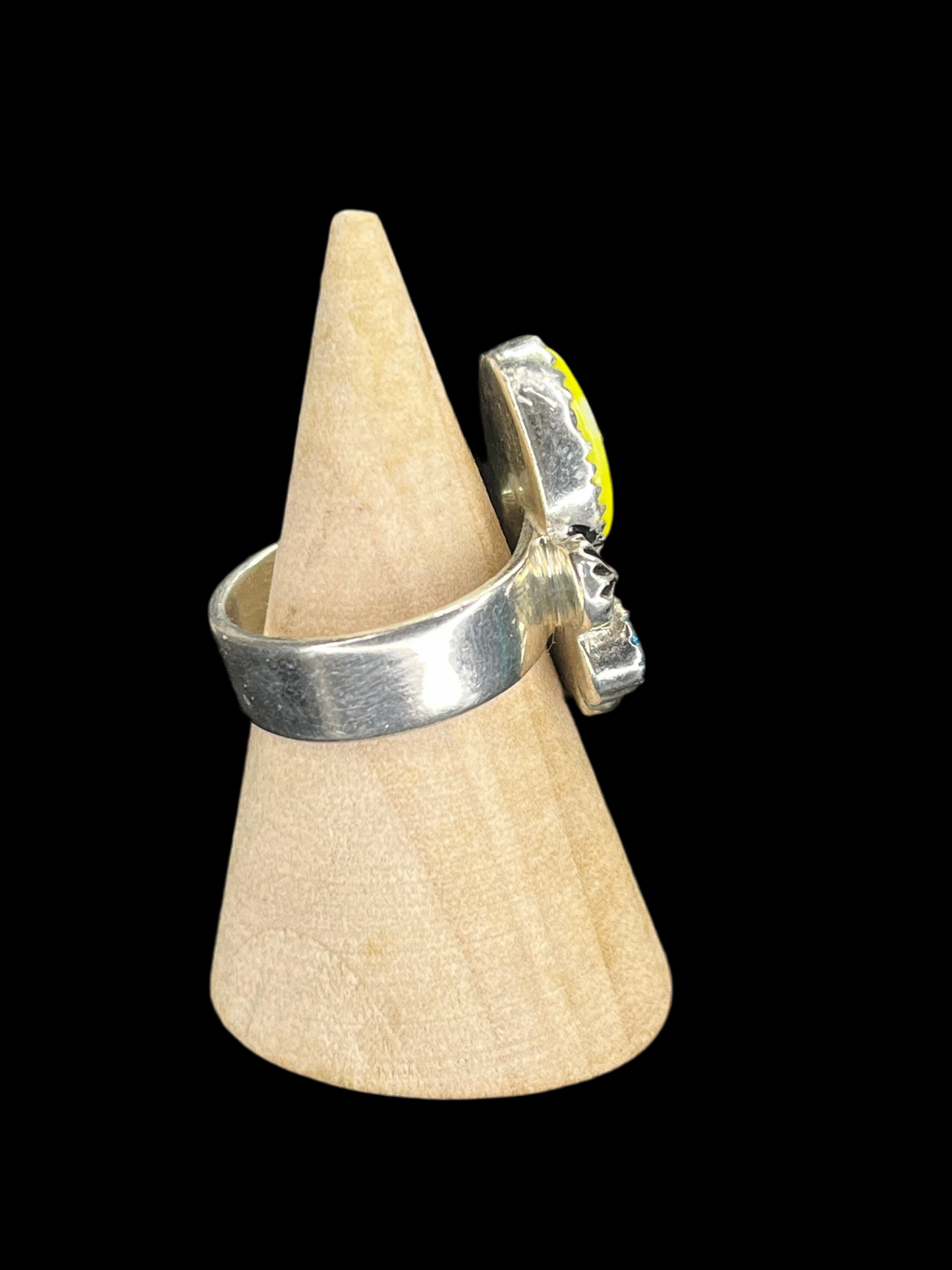 Painted Cowrie Shell & CZ Adjustable Ring