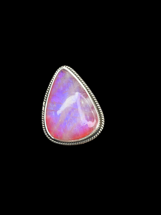 Pink Moonstone Sterling Silver Ring - size 7