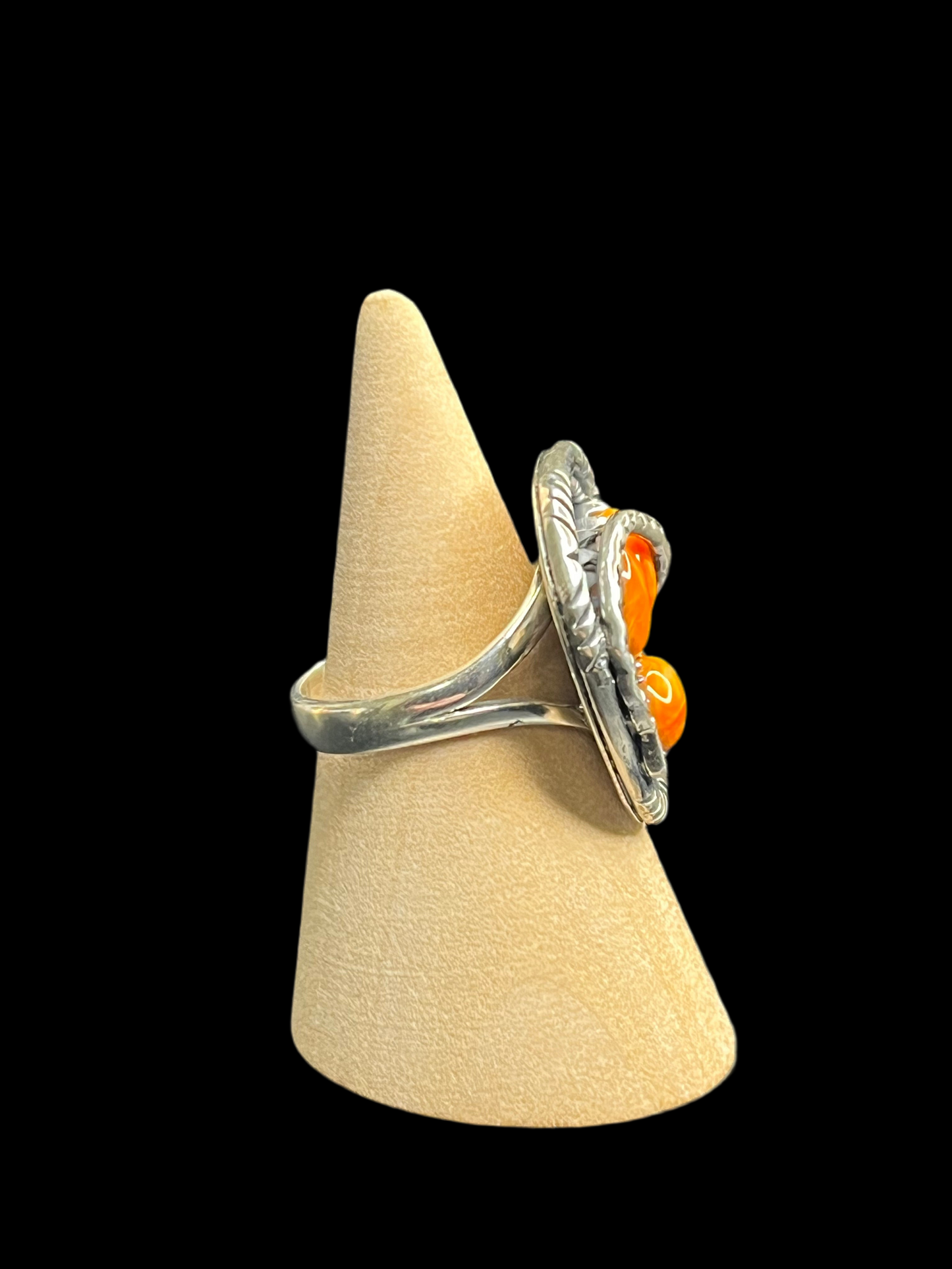 Orange Spiny Snake Ring - size 7