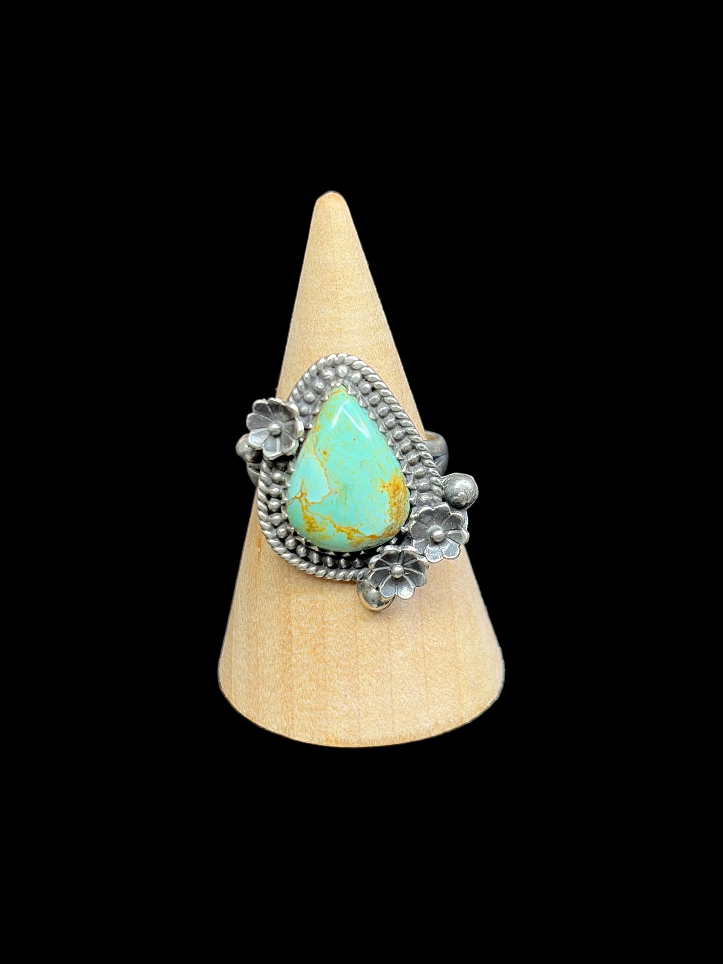 Handcrafted Turquoise Teardrop Rings