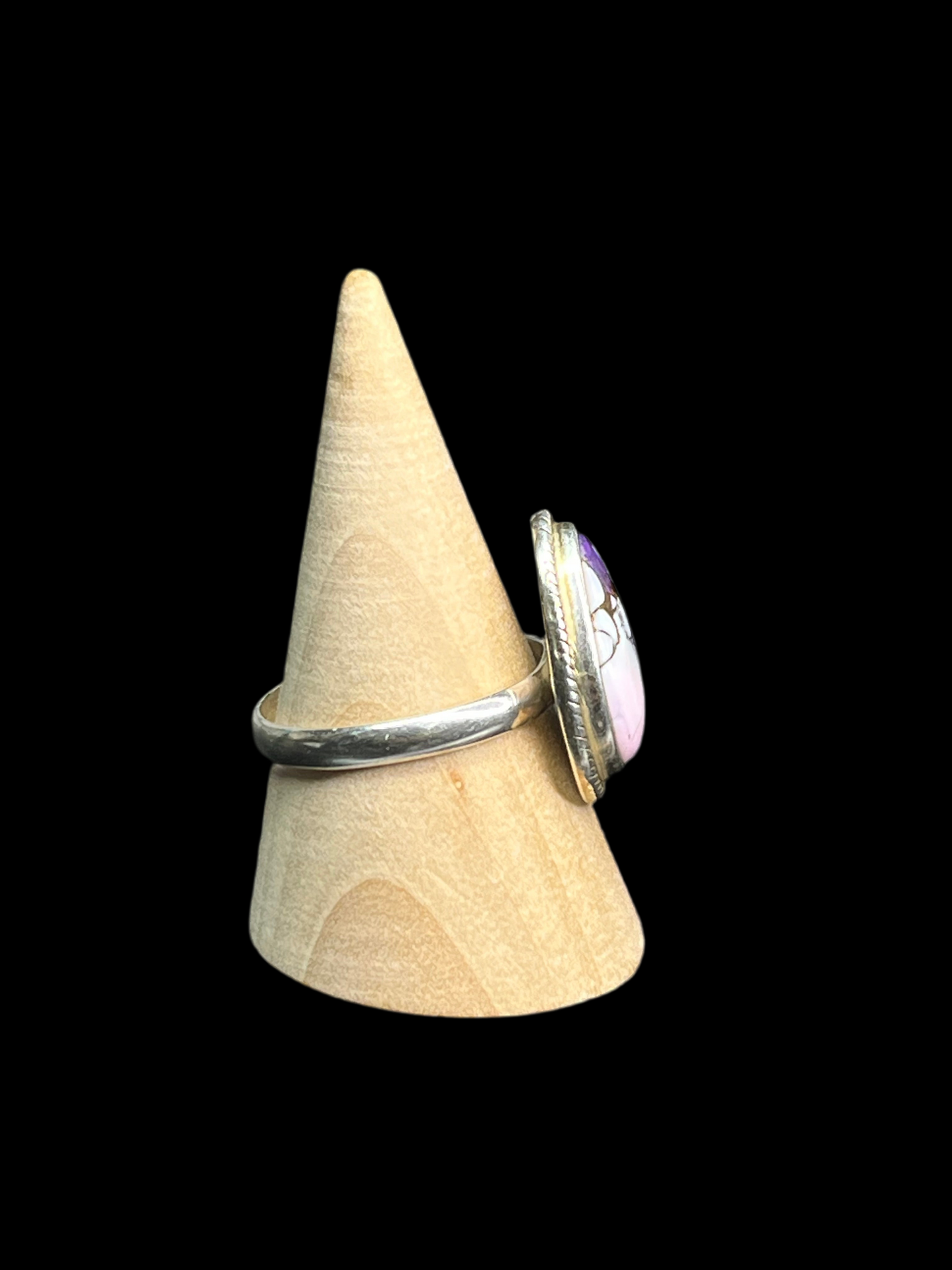 Purple Dahlia Sterling Silver Ring - size 11