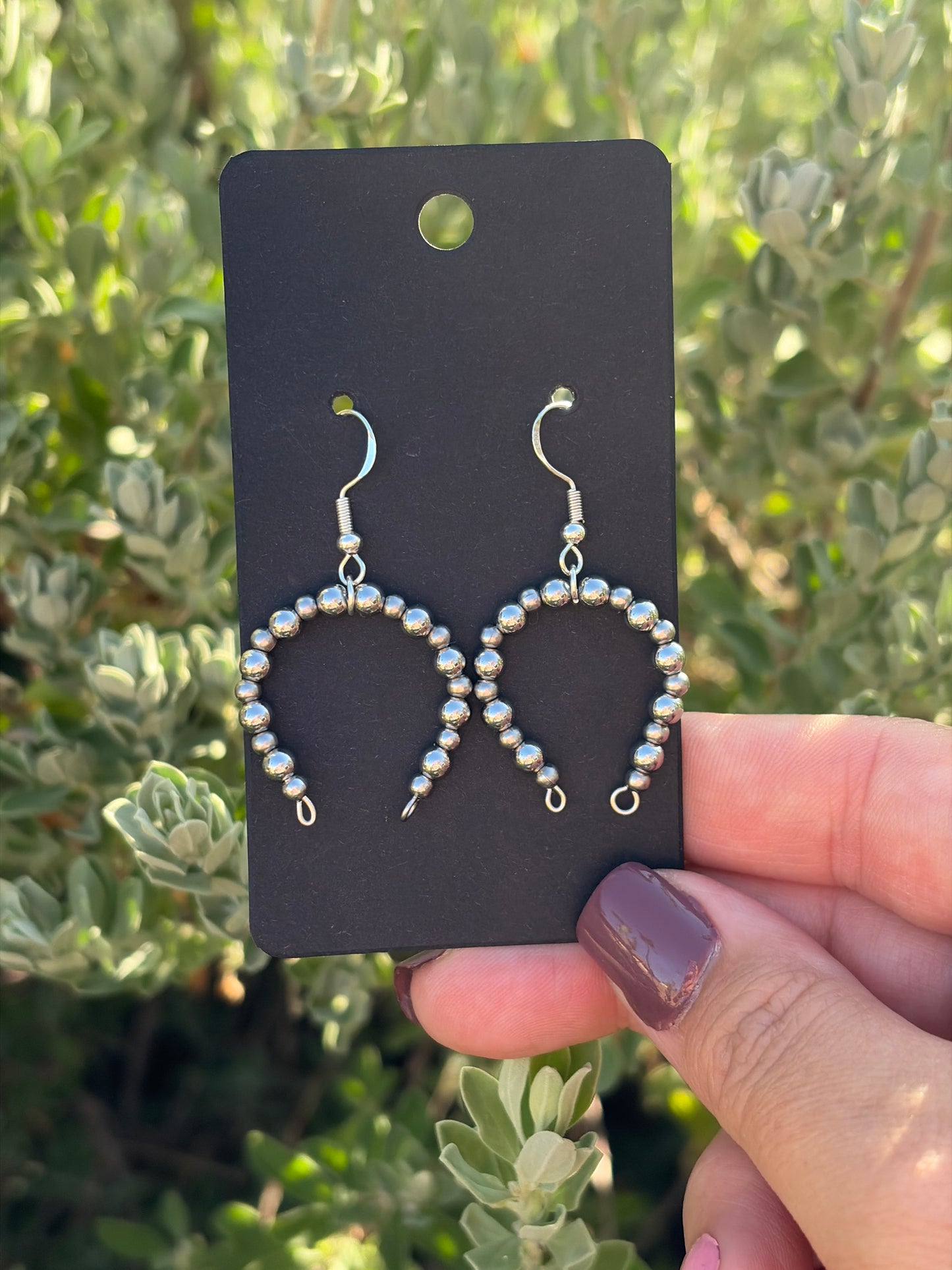 Desert Steel Beaded Naja Style Earrings