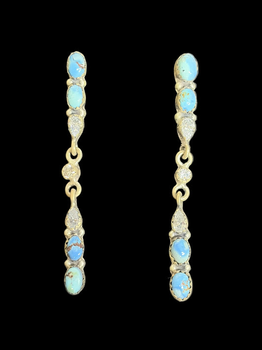 Golden Hills Turquoise & CZ Crystal Drop Earrings