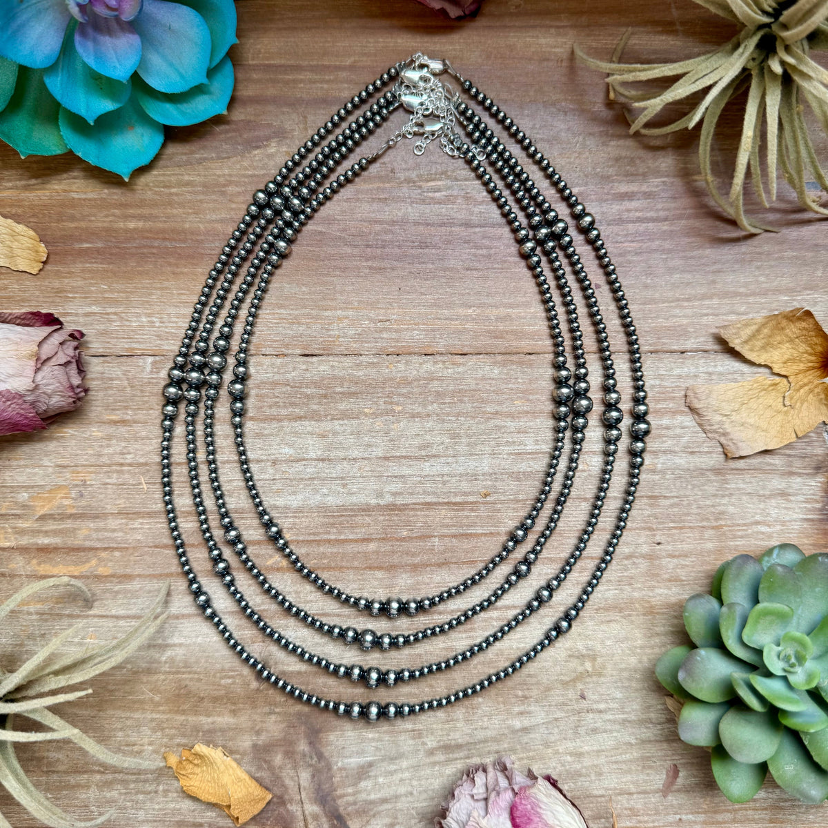 3mm 20 inch Graduated Sterling Silver Pearl Necklace