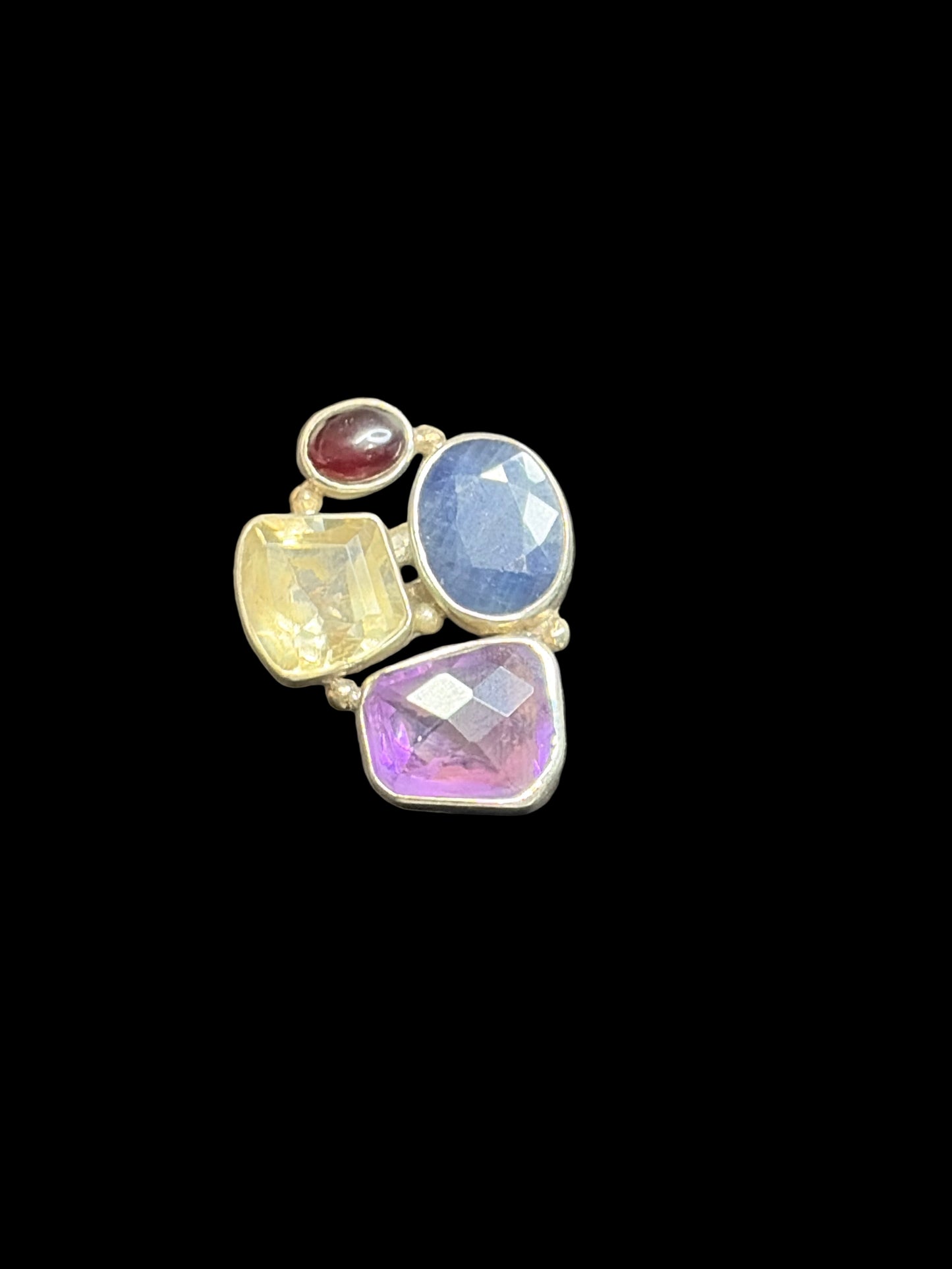 Multi-Gemstone Sterling Silver Rings - Adjustable