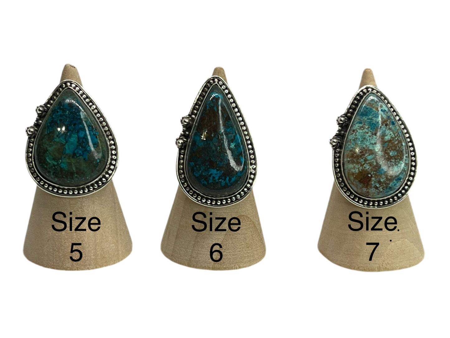 Azurite Malachite Sterling Silver Rings sizes 5-12