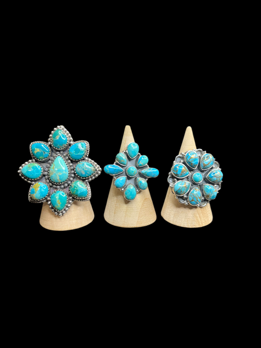 Turquoise Cluster Rings - Adjustable