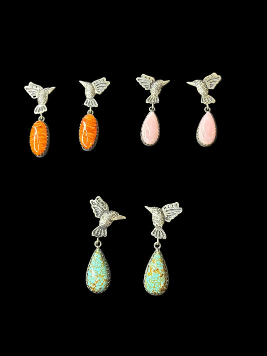 Handcrafted Hummingbird Drop Earrings
