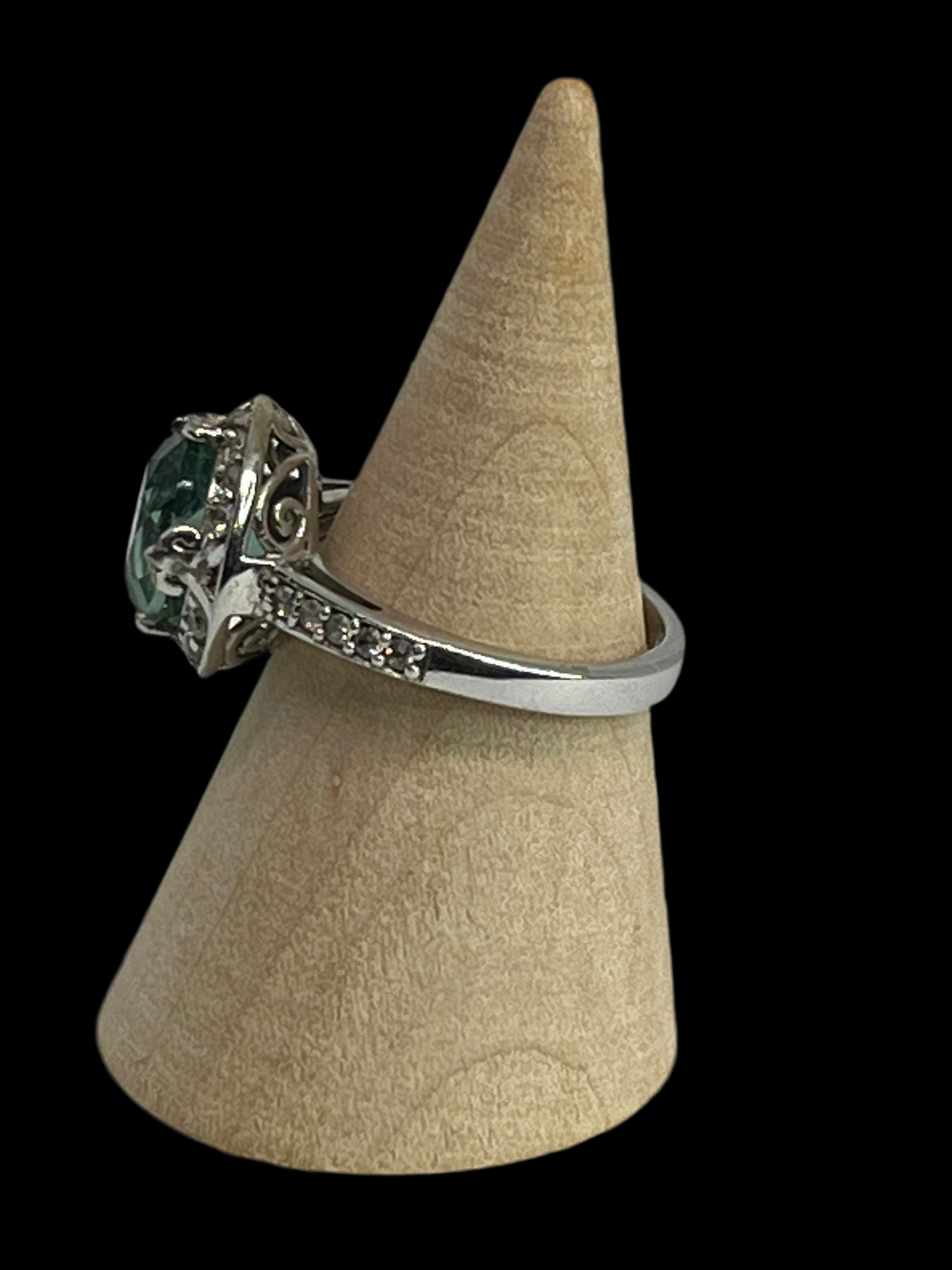 Aquamarine & White Topaz Sterling Silver Ring - Size 8