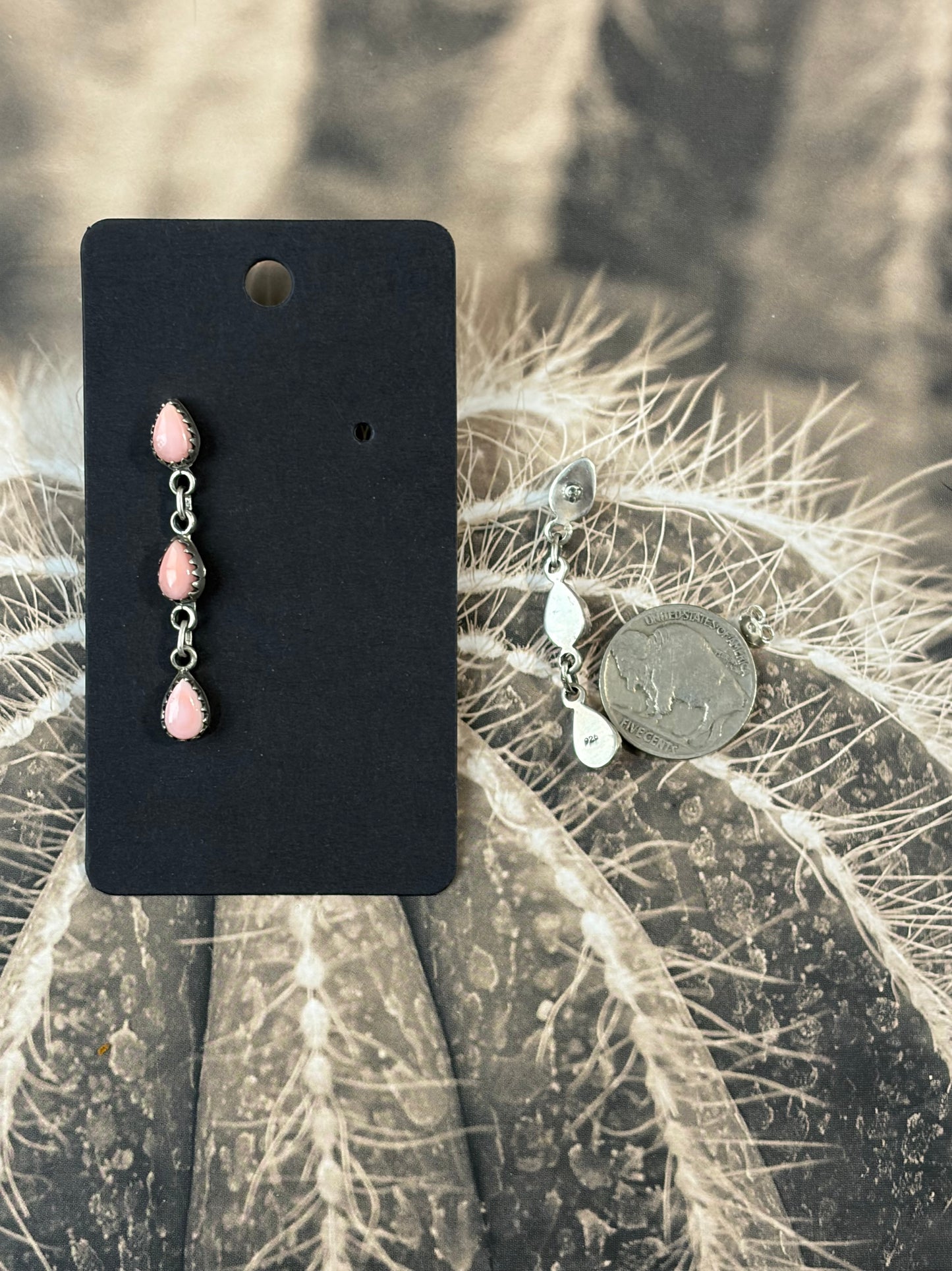 Handcrafted Pink Conch Drop Earrings