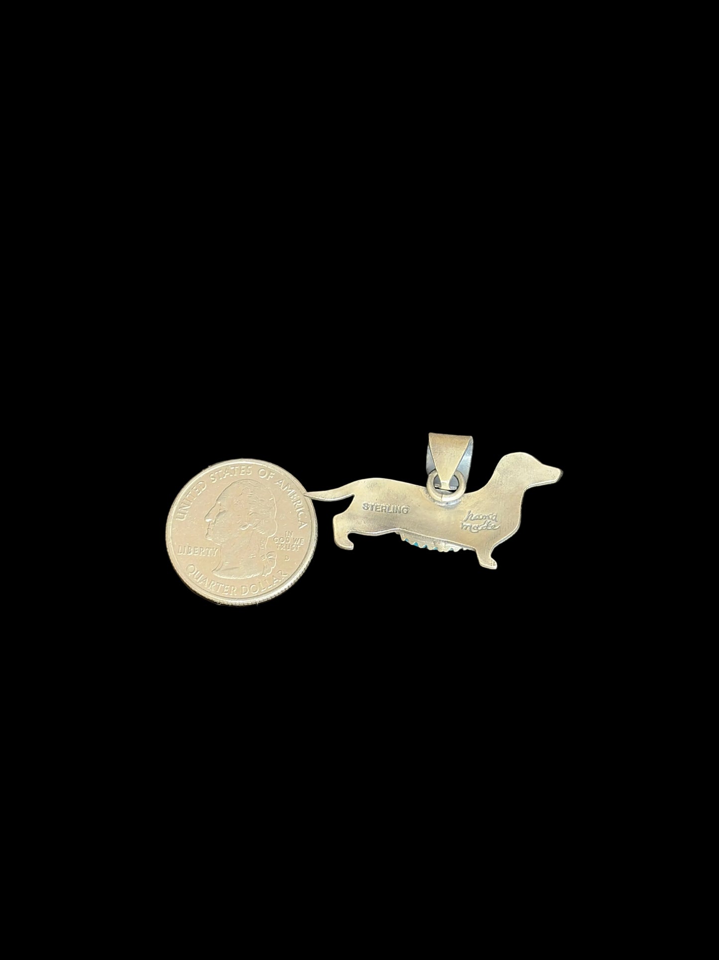 Handcrafted Kingman Turquoise Dachshund Pendant