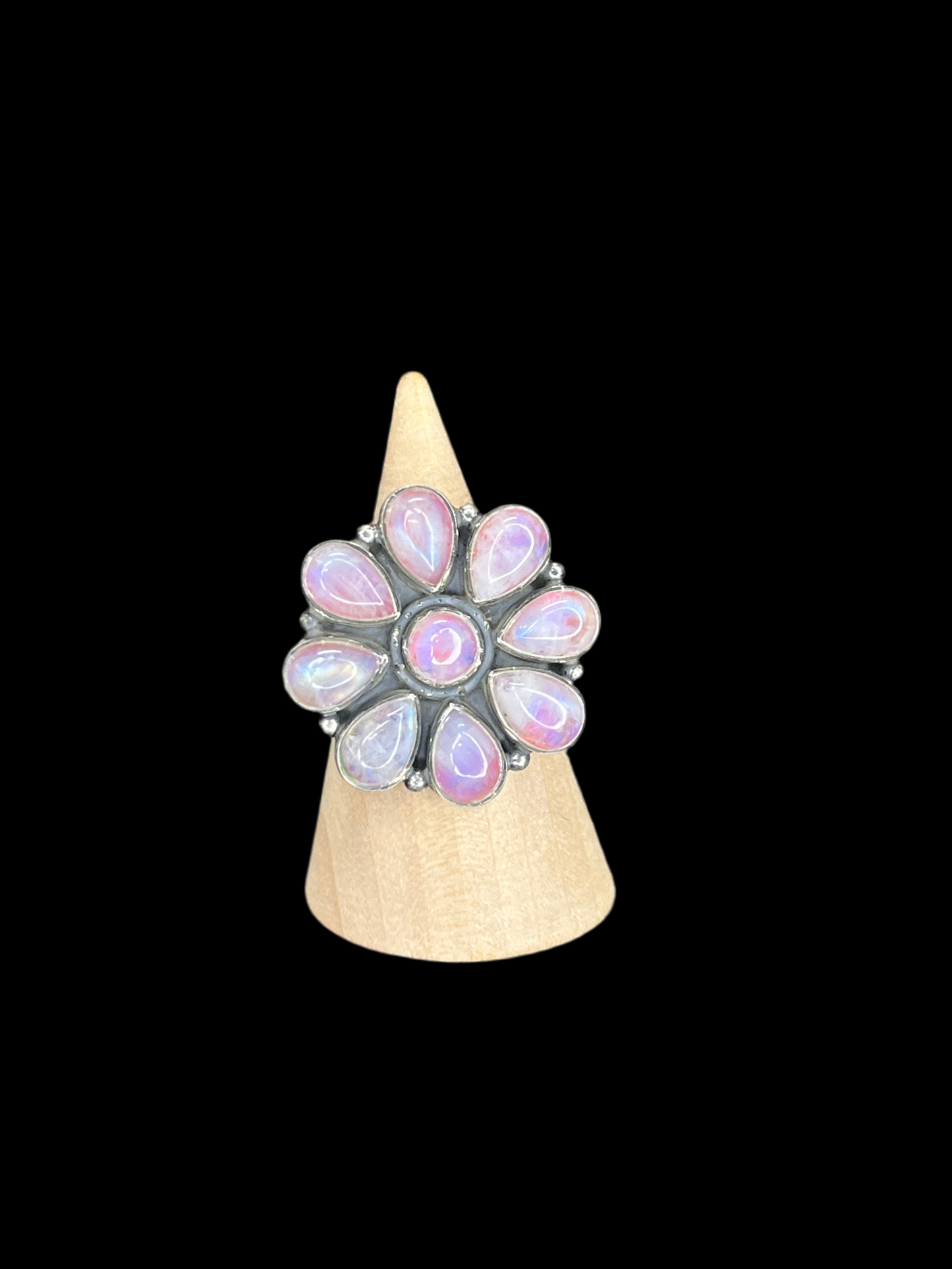 Pink Moonstone Cluster Ring - size