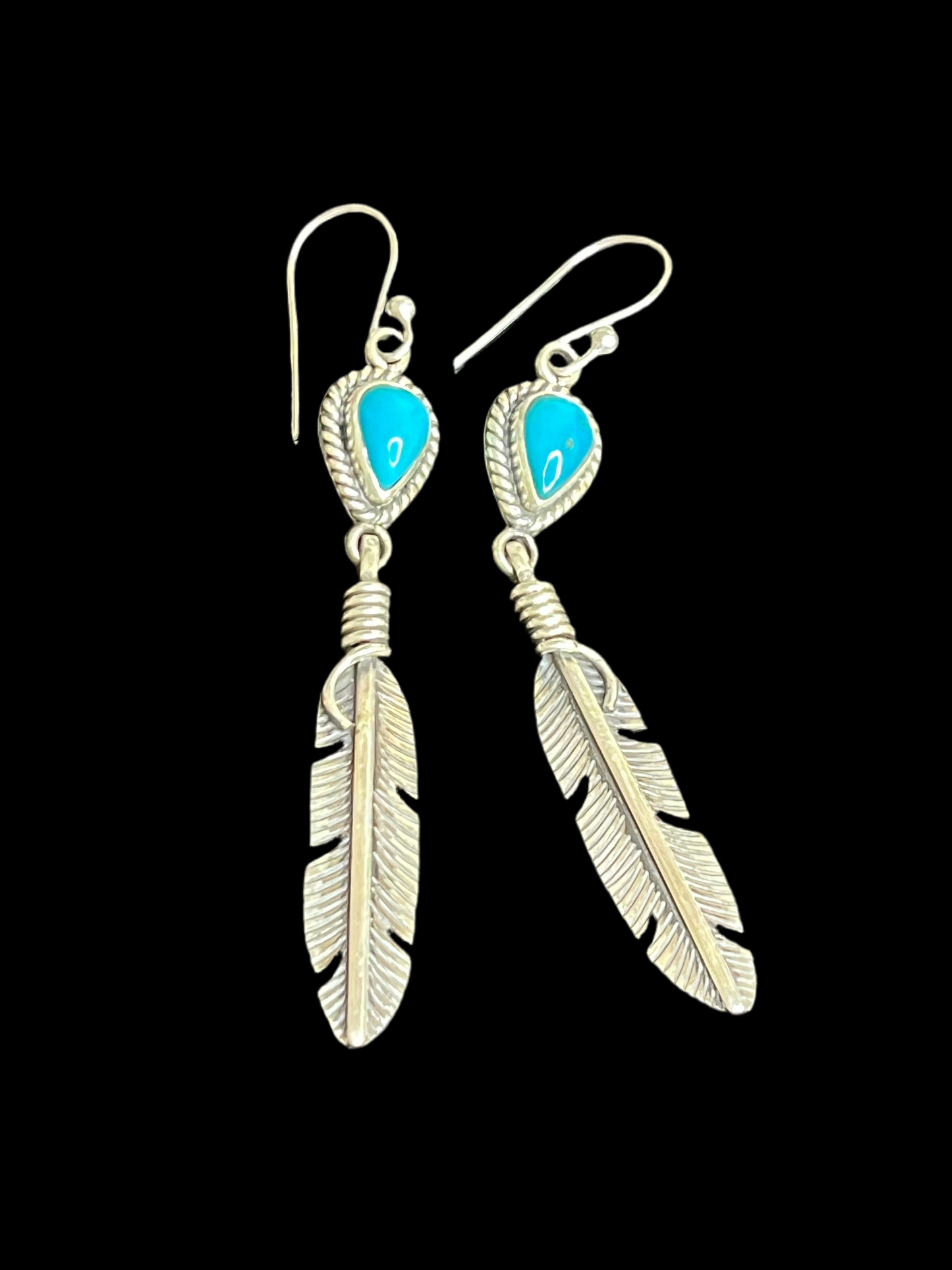 Feather & Natural Stone Dangle Earrings