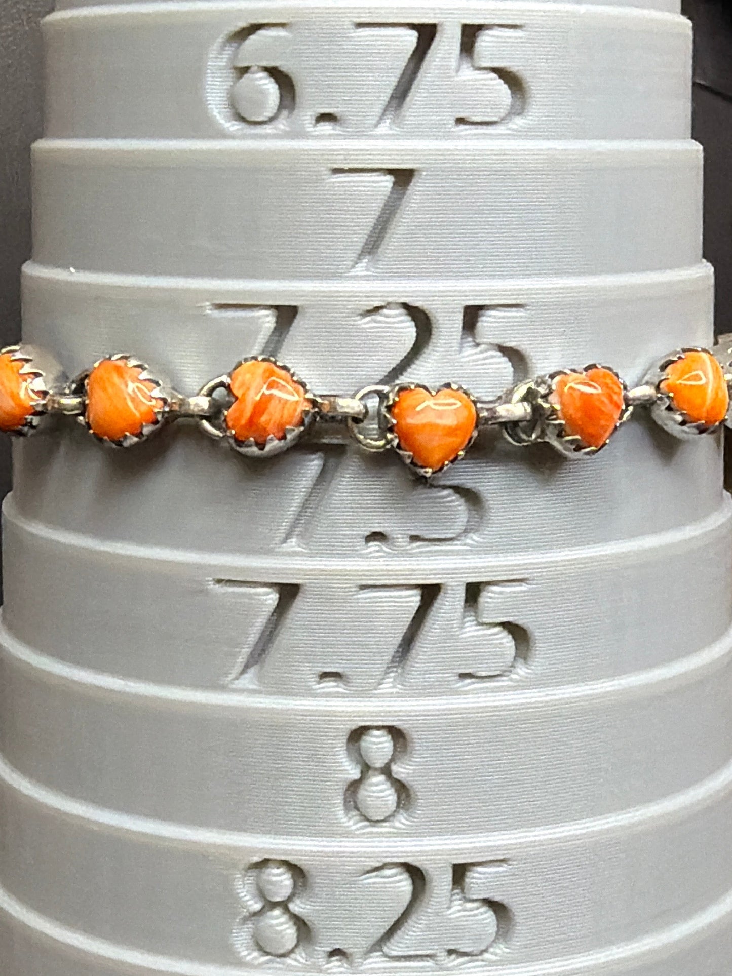 Handcrafted Orange Spiny Heart Bracelet