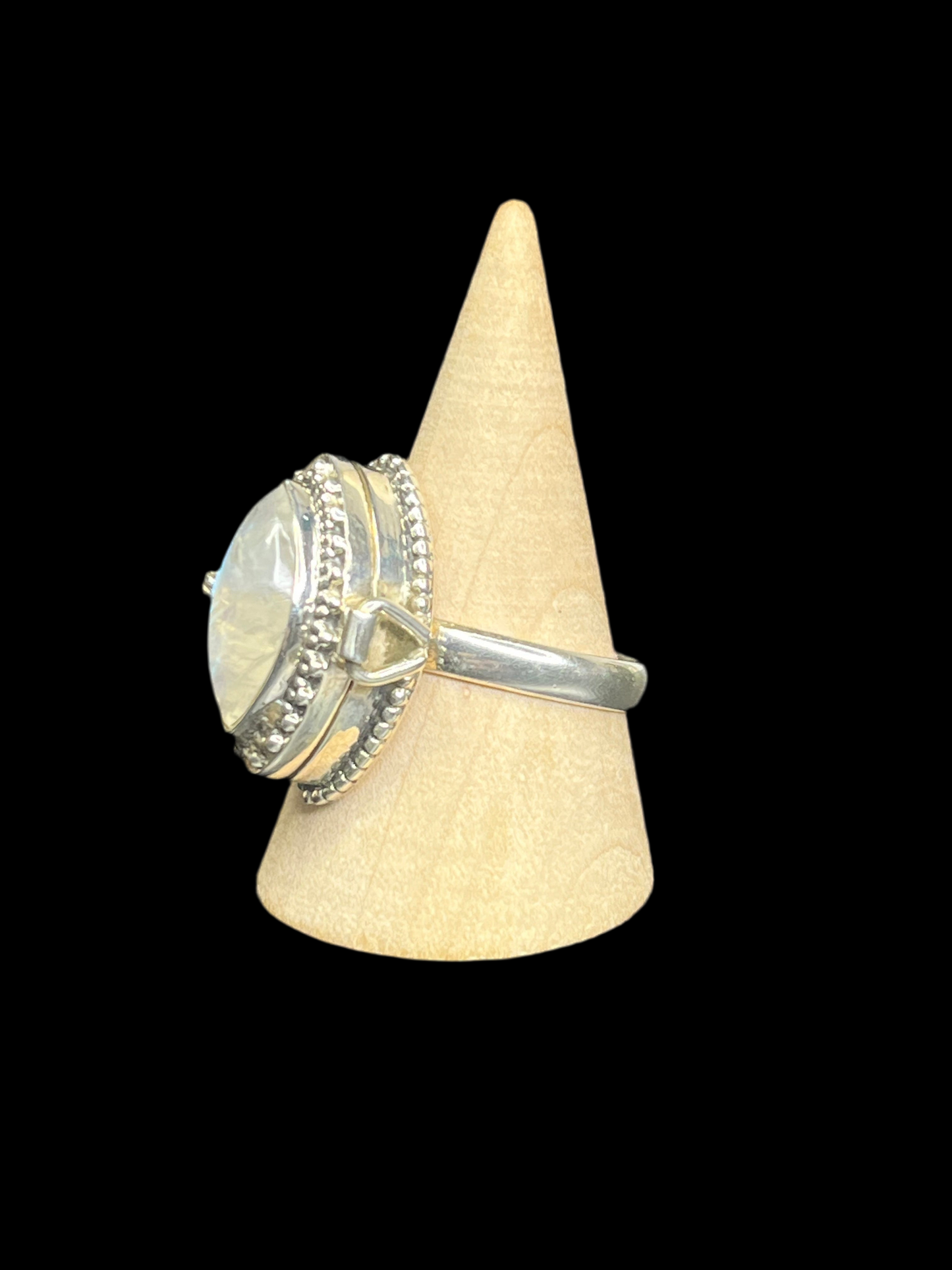 Rainbow Moonstone Poison Ring - size 12