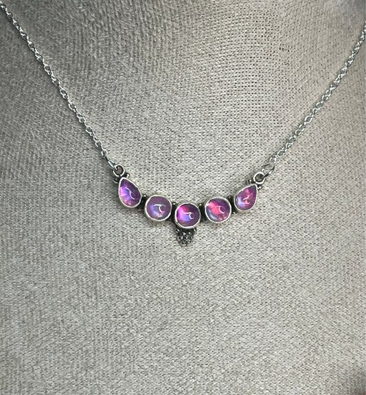 Pink Moonstone Pendant Necklace - Sterling Silver