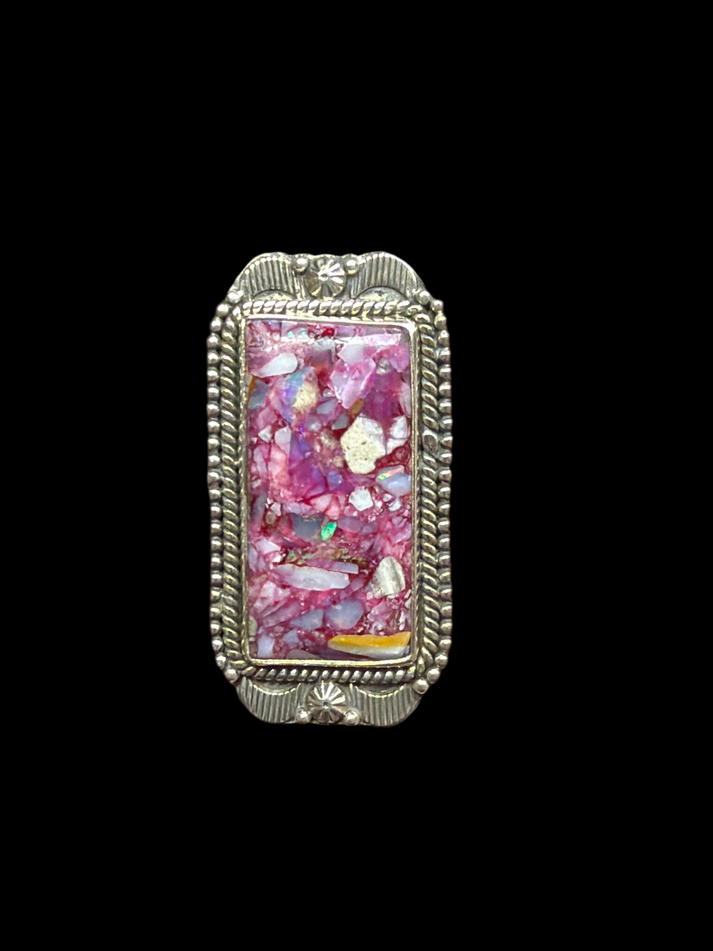 Pink Thulite & Opal Inlay Statement Rings