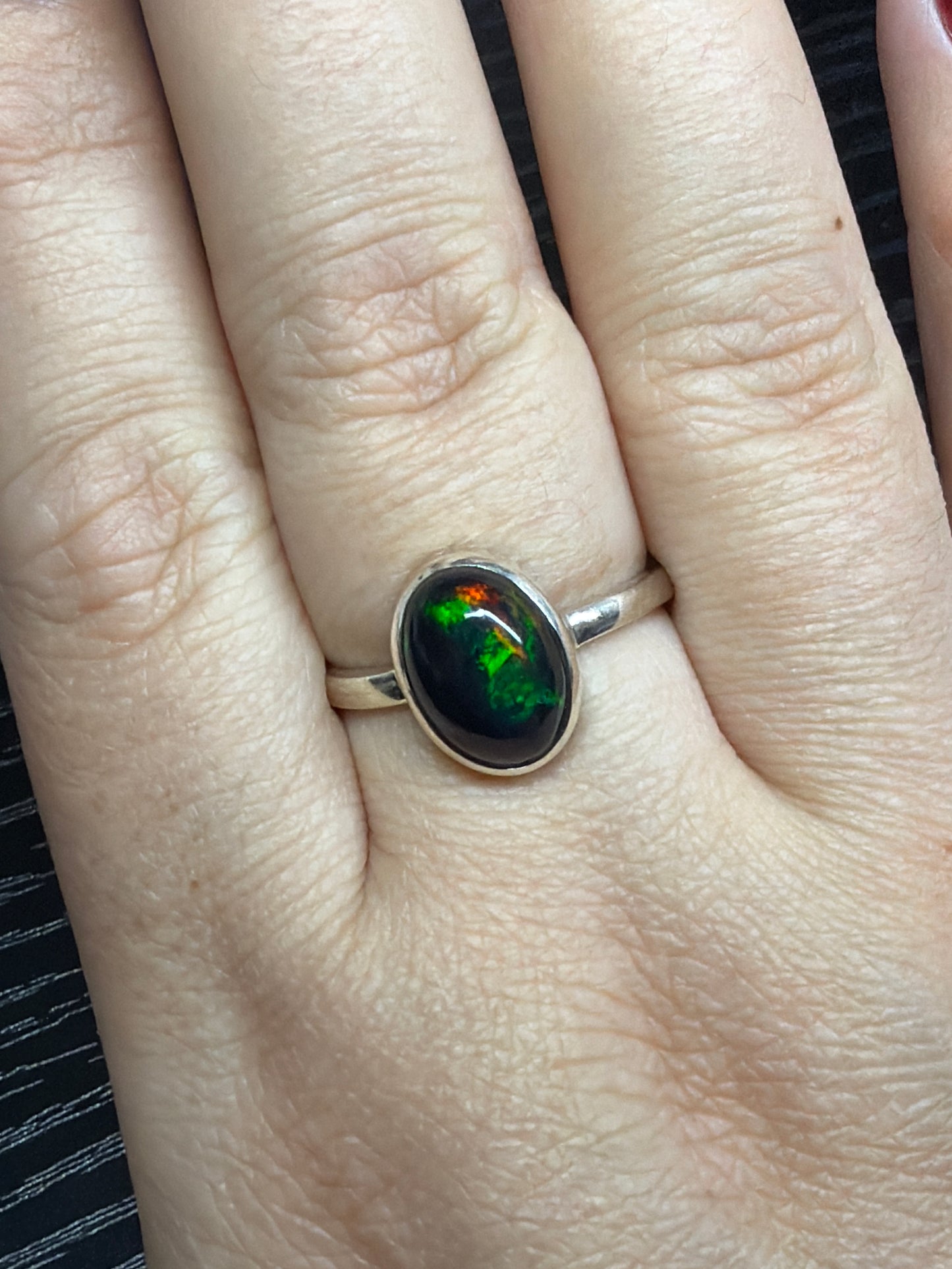 Natural Black Ethiopian Fire Opal Rings - Adjustable
