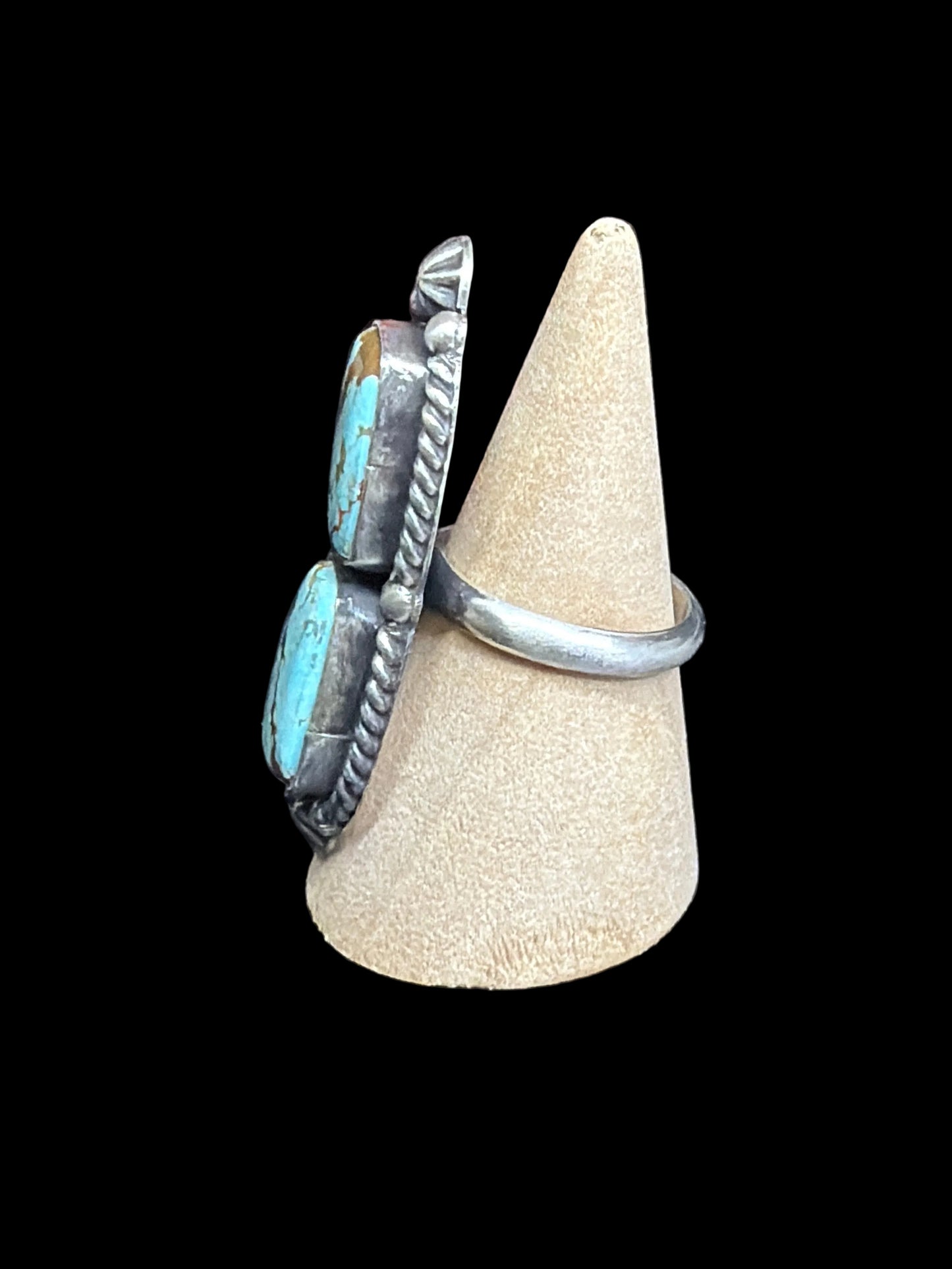 Navajo - Johnny Dixon - Mine 8 Turquoise Ring - Adjustable (squares)