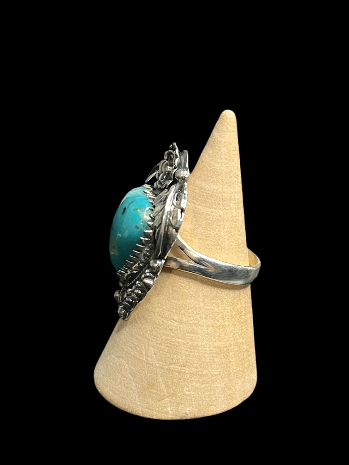 Kingman Turquoise Sterling Silver Heart Ring - size 7.5