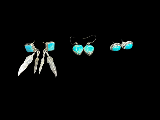 Turquoise Earrings - Sterling Silver