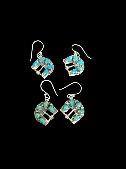 Handcrafted Kingman Turquoise Buckle Earrings