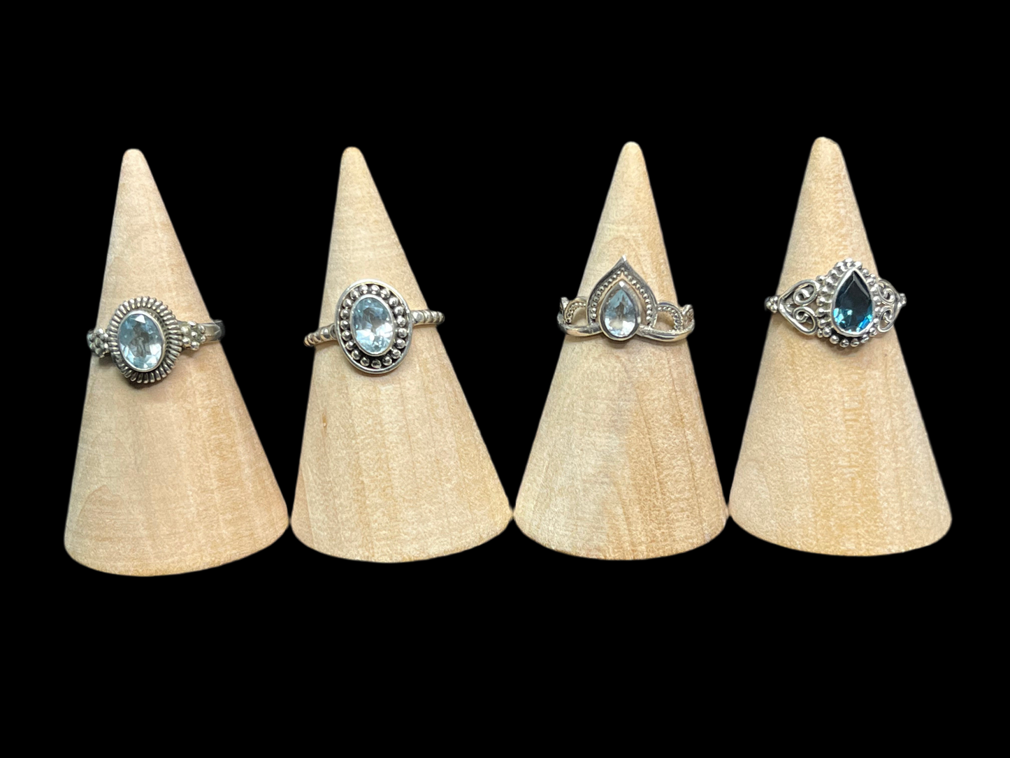 Blue Topaz Sterling Silver Rings - size 5 & 6