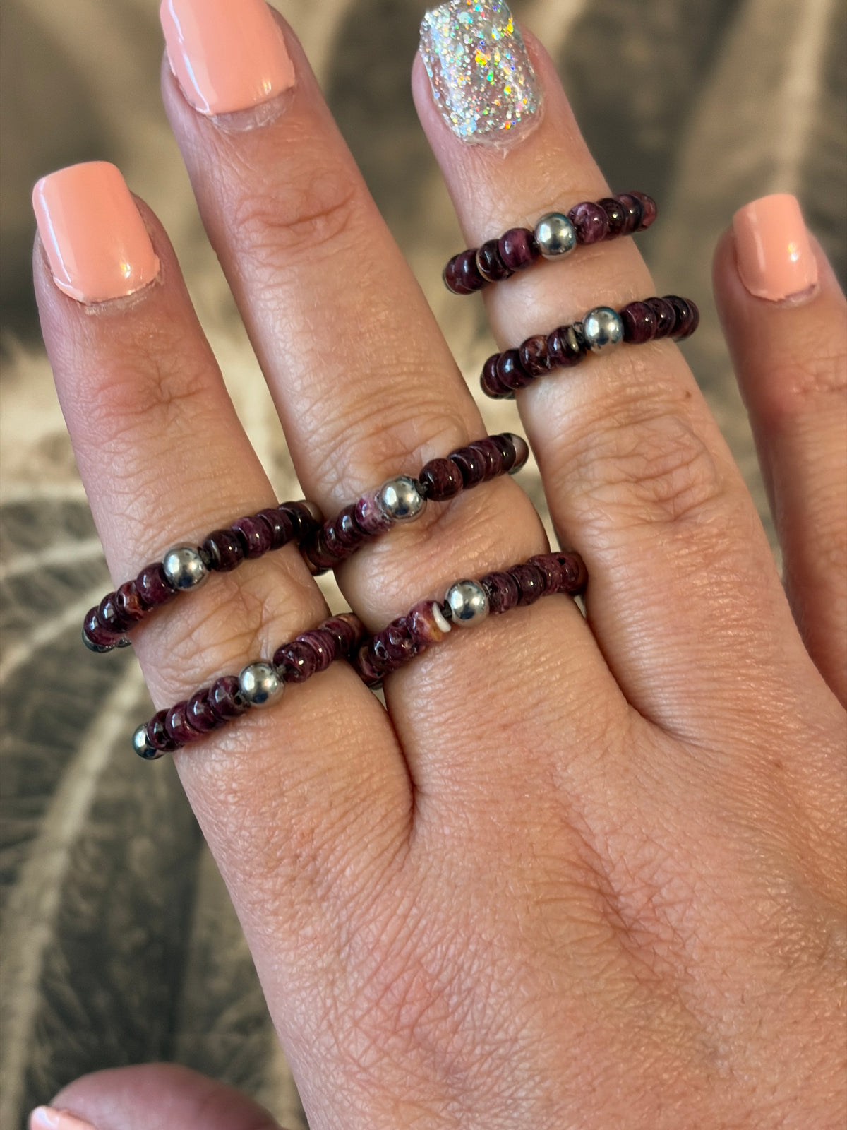 Desert Steel & Purple Spiny Stretch Rings