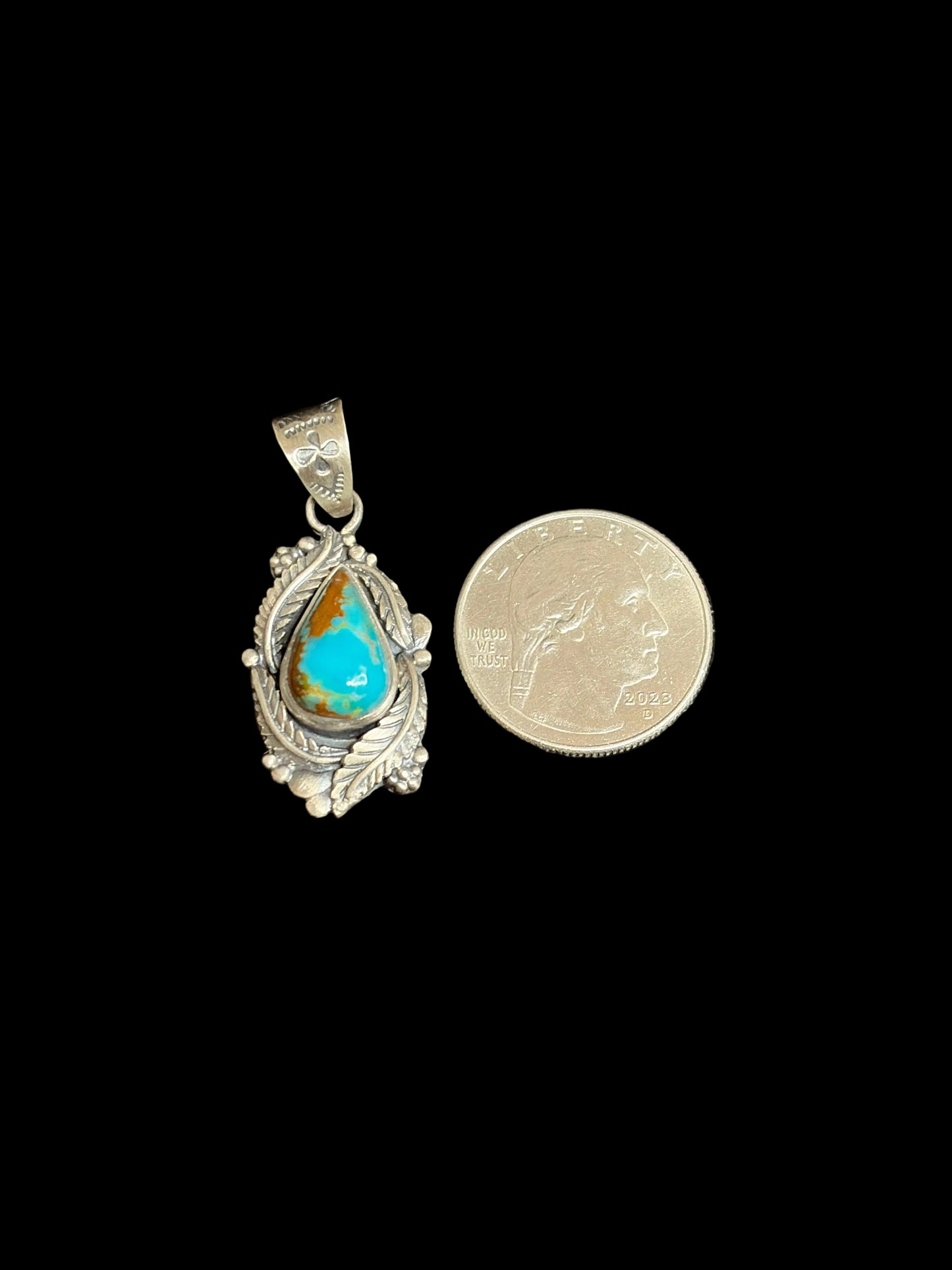 Handcrafted Kingman Turquoise & Feather Pendant