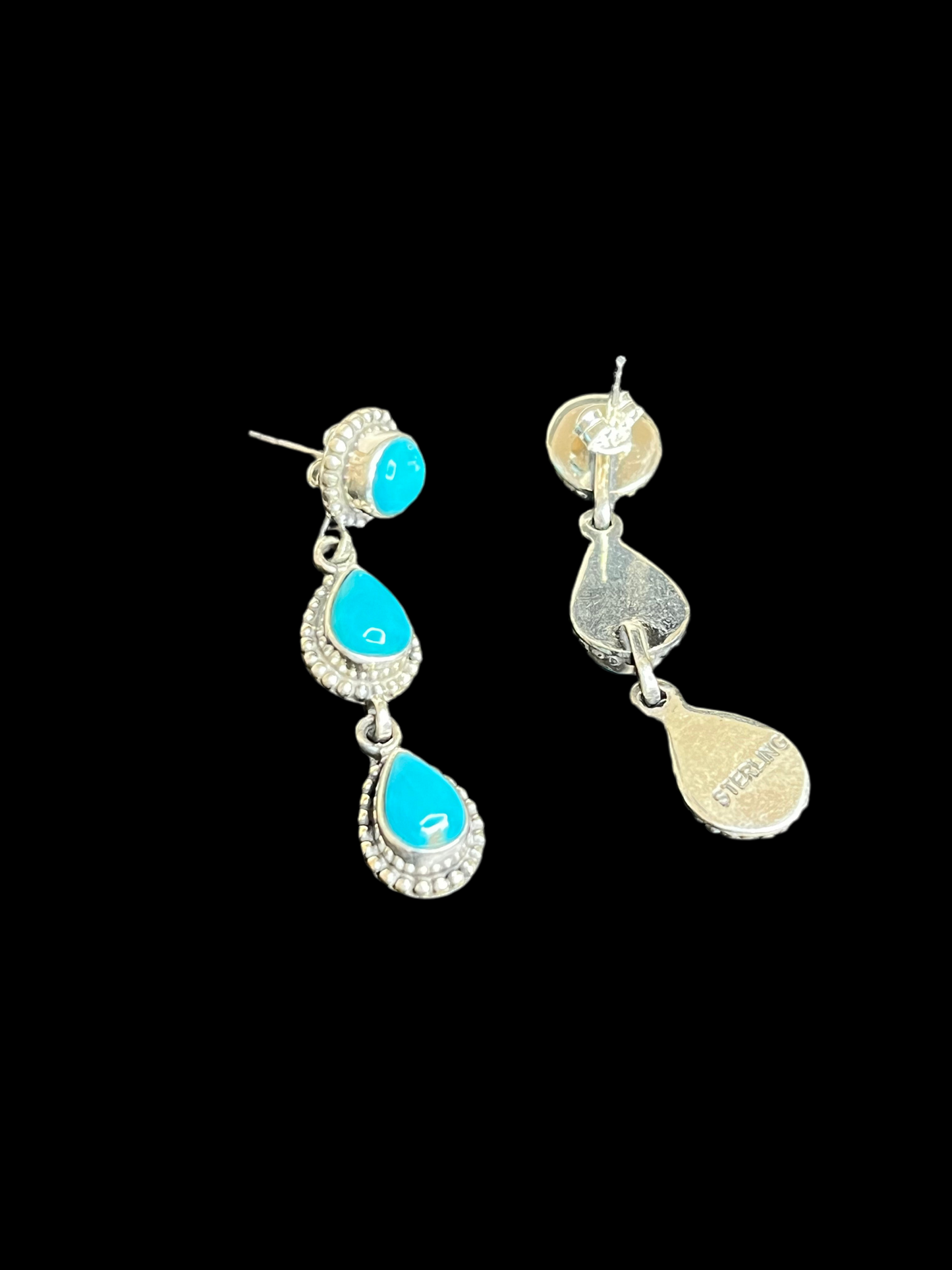 Post Back With Dangle Sterling Silver Earrings