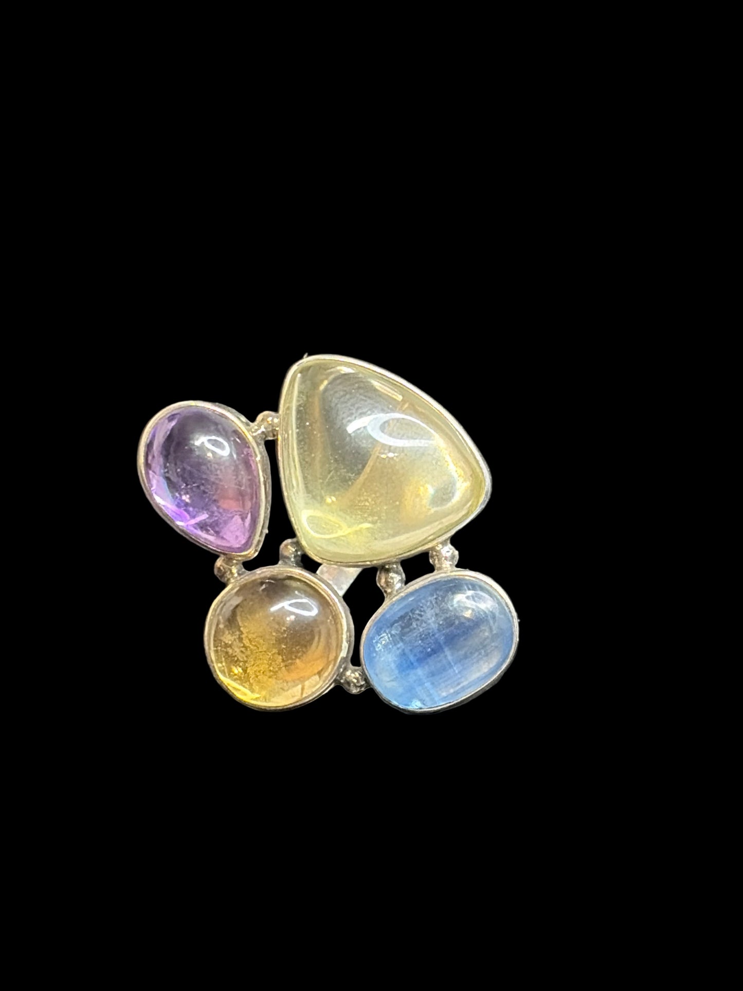 Multi-Gemstone Sterling Silver Rings - Adjustable