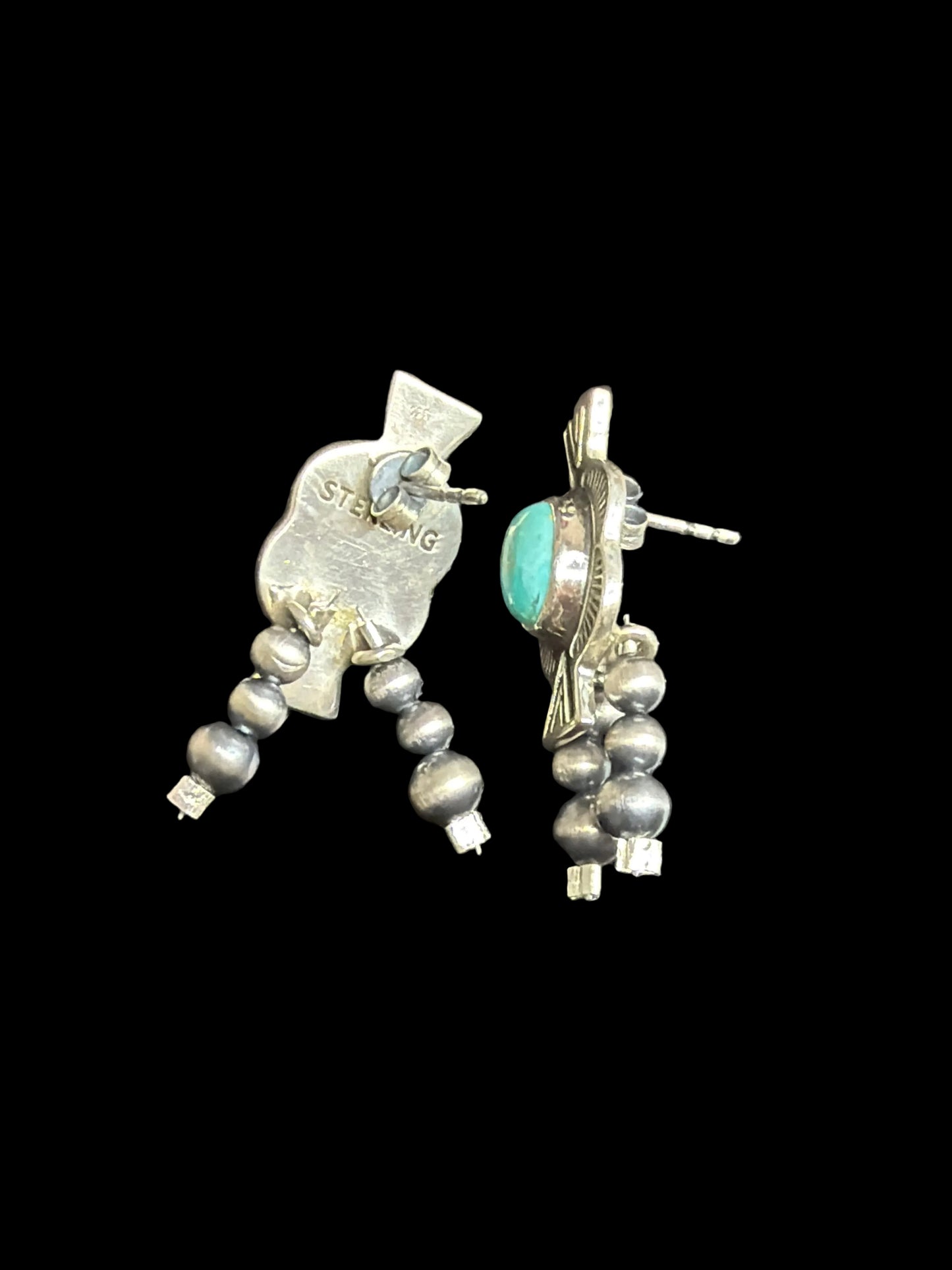 Turquoise & Peal Post Back Earrings