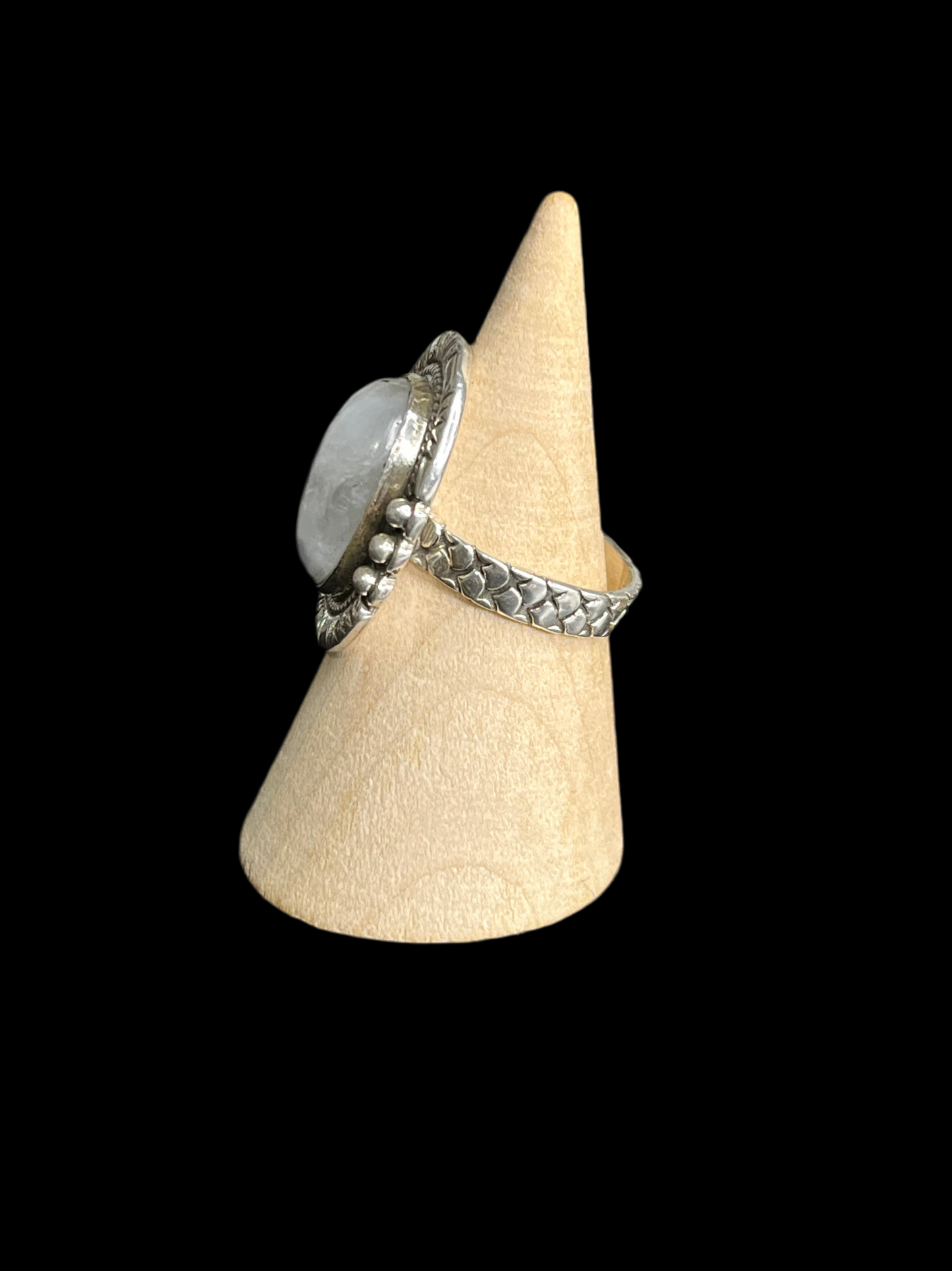 Rainbow Moonstone Mermaid Scale Rings - sizes 5-12