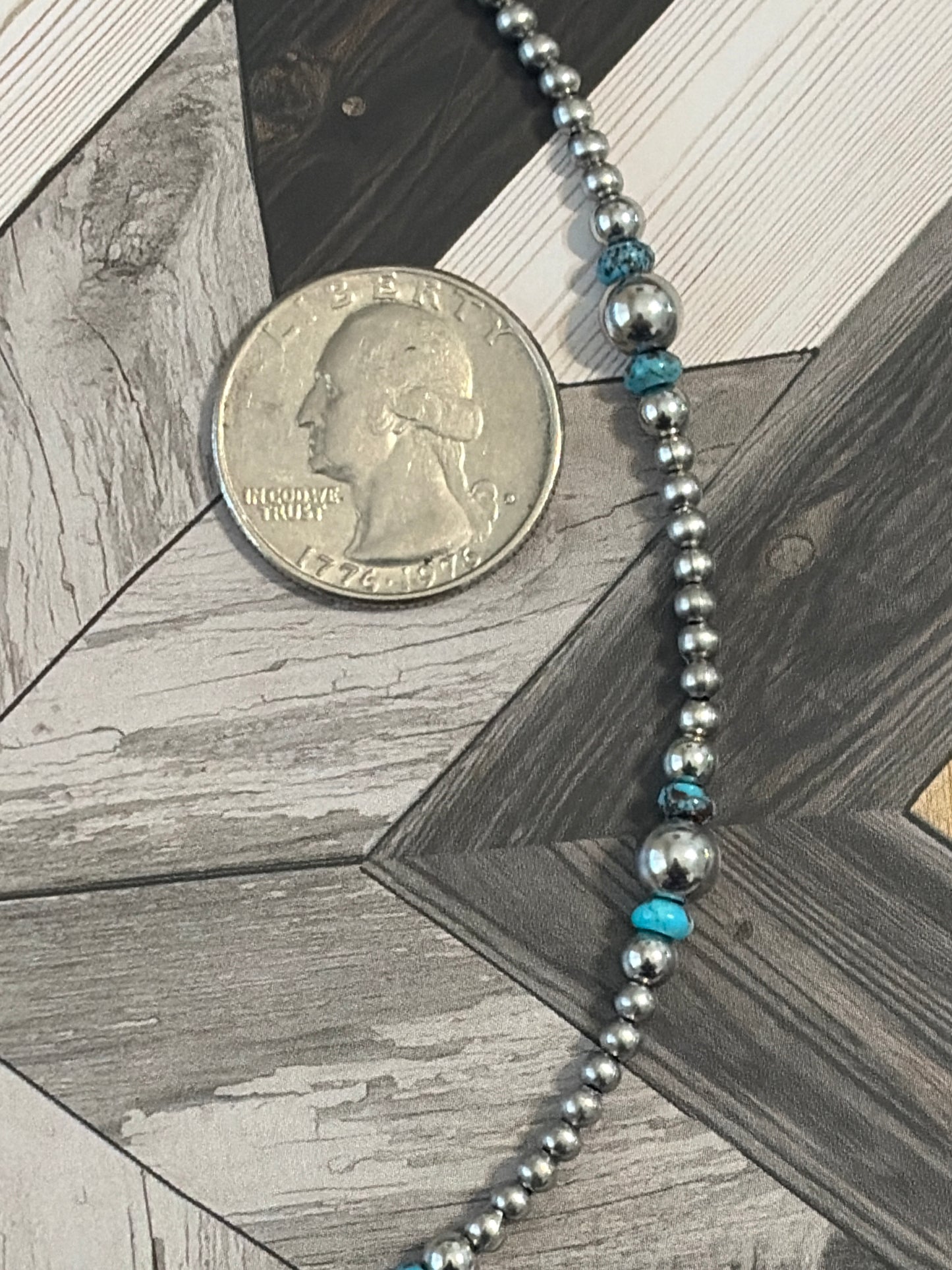 Desert Steel & AZ Turquoise Graduated Choker Necklace