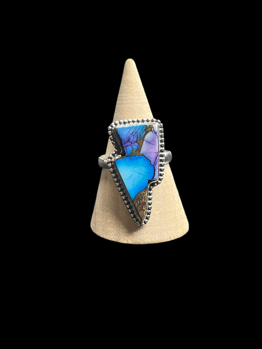 Blue Dahlia Sterling Silver Bolt Ring - size 10
