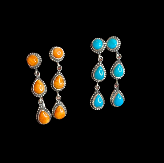 Post Back With Dangle Sterling Silver Earrings