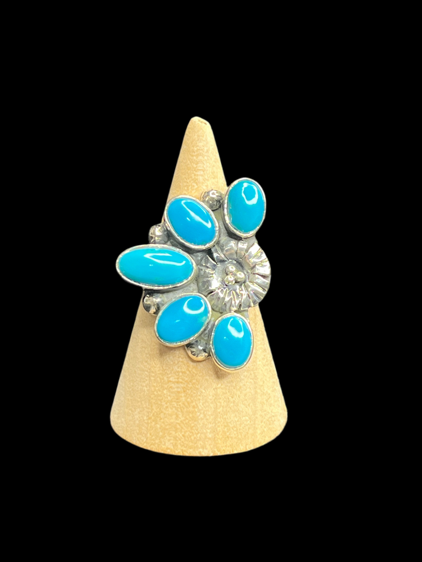 Kingman Turquoise Cluster Rings