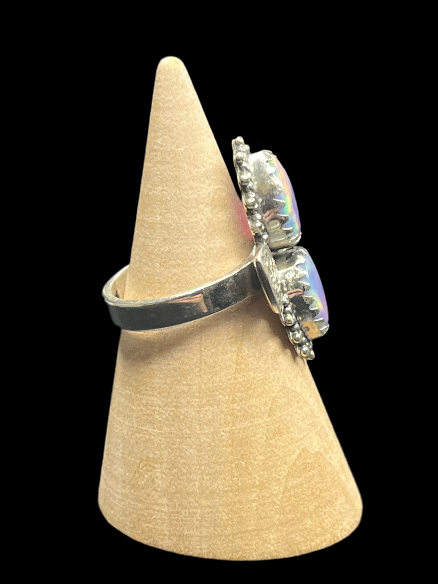 Double Aurora Opal Ring - size 6