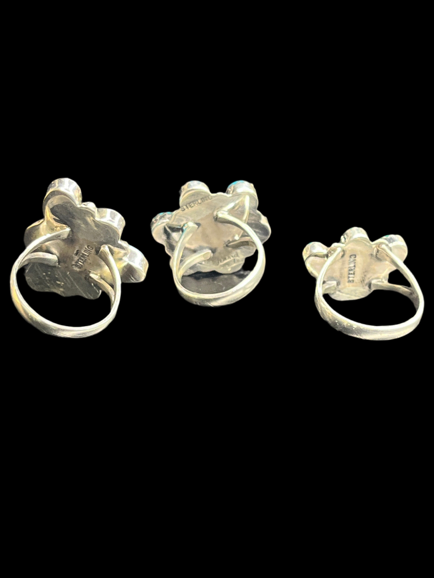 Kingman Turquoise Cluster Rings