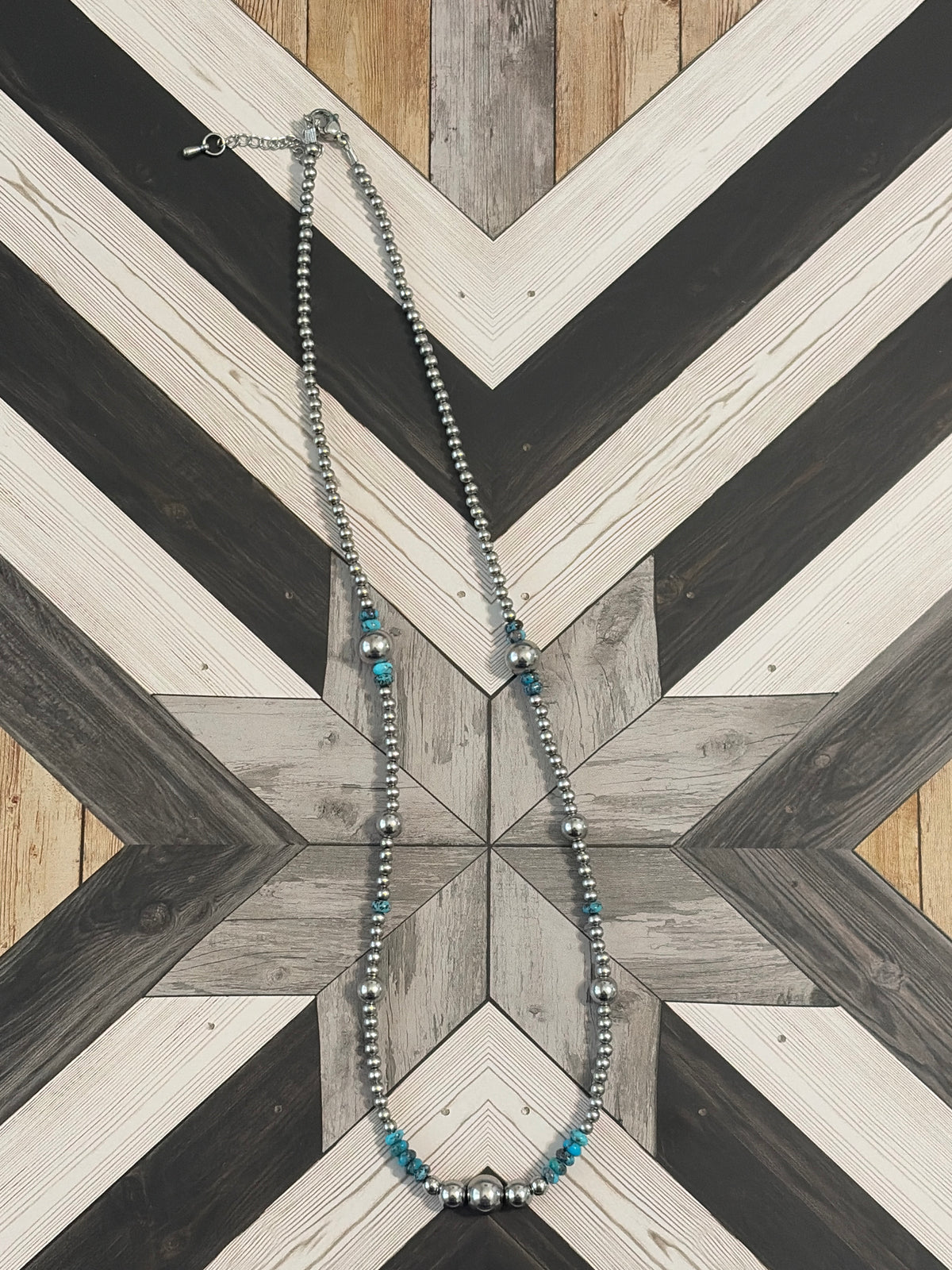 Desert Steel & AZ Turquoise Graduated Necklace