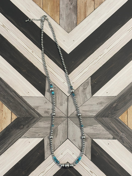 Desert Steel & AZ Turquoise Graduated Necklace