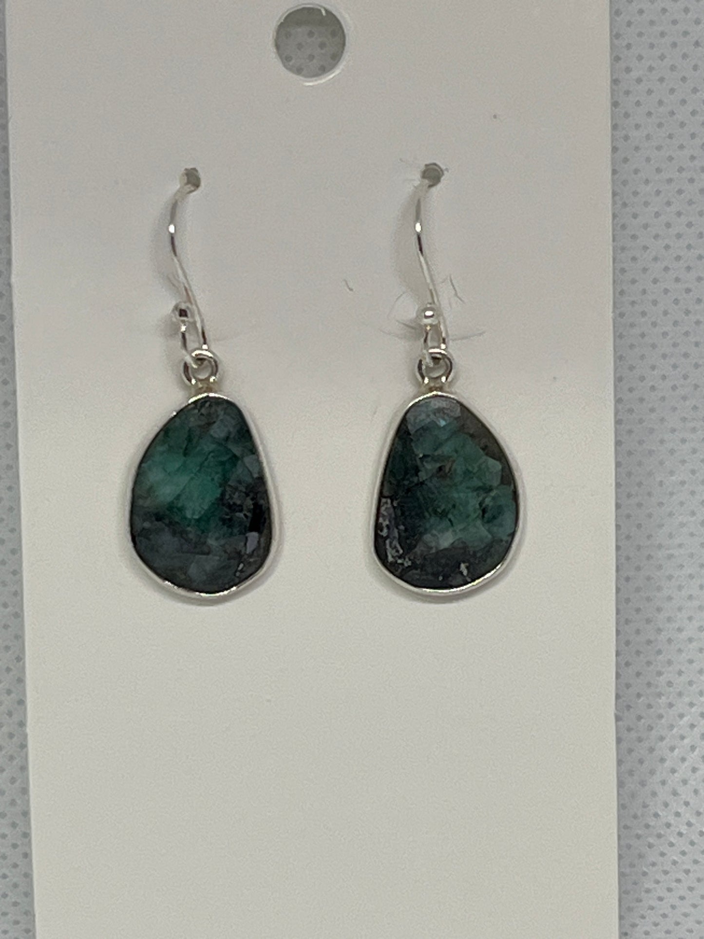 Natural Emerald Dangle Sterling Silver Earrings