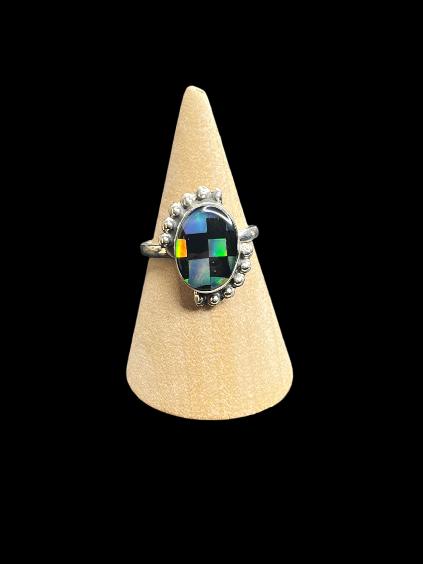 Aurora Opal Checker Rings - Adjustable