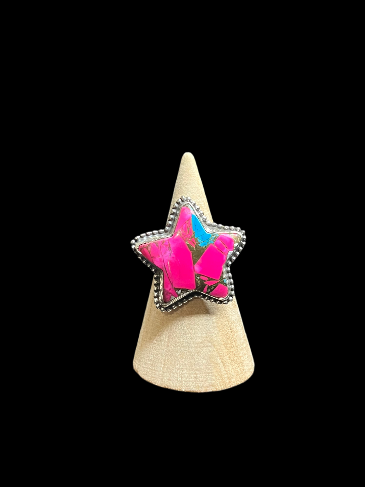 Cotton Candy Turquoise Star Rings - Sterling Silver
